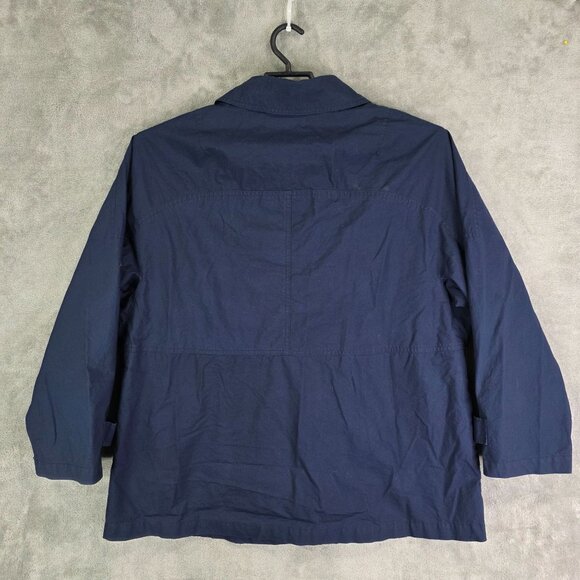 Womens Vintage Tommy Hilfiger Navy Blue Jacket Embroidered Logo Button Up Size L - Picture 6 of 9